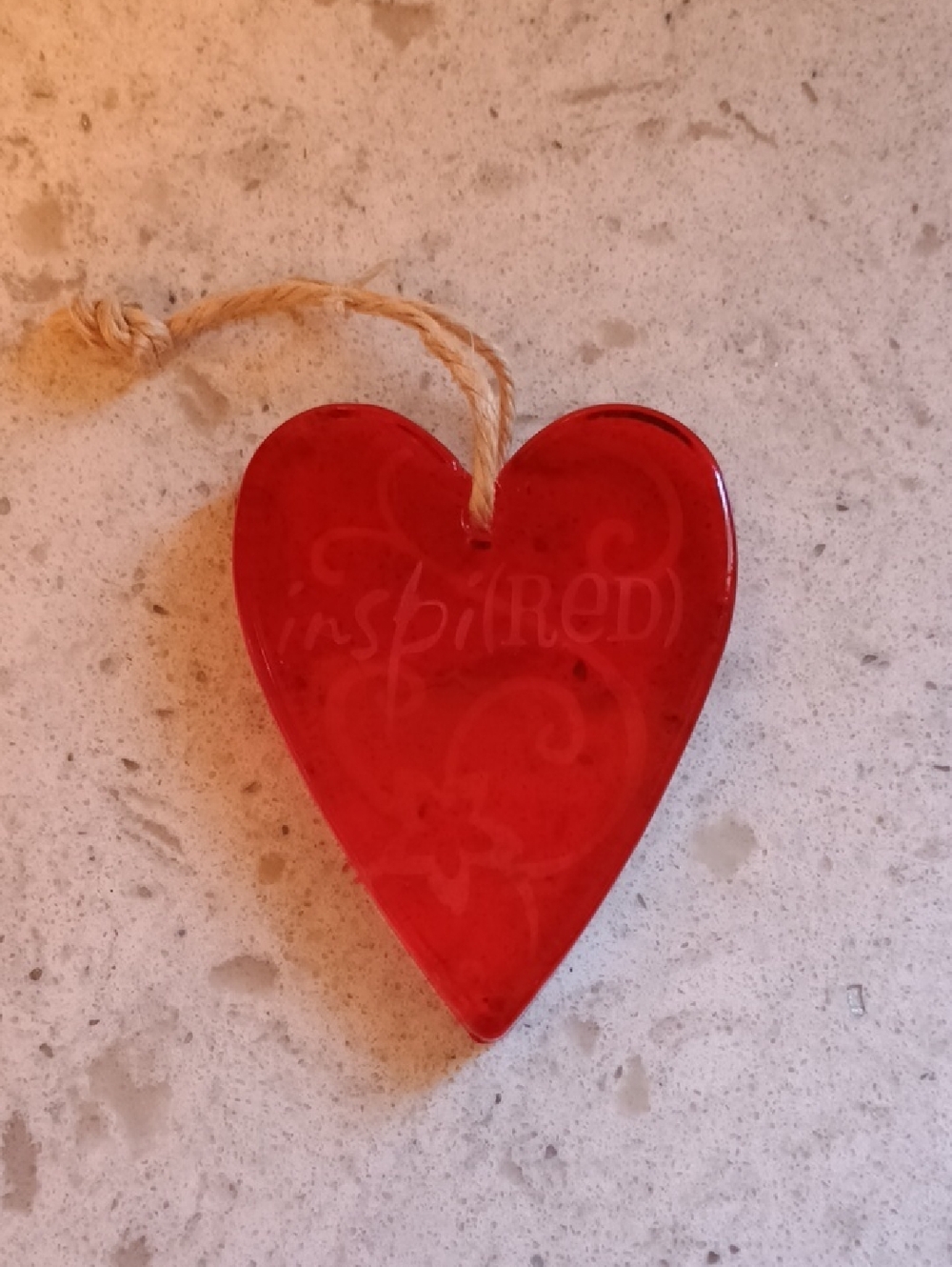 2007 Hallmark Inspi(Red) Red Heart Hanging Ornament with Rope - Picture 4 of 7